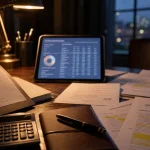 Gestion de patrimoine master : bureau avec documents et allocation d’actifs