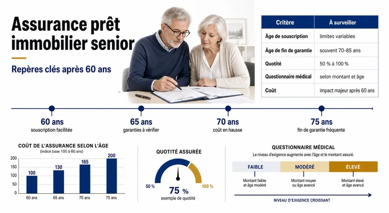 Assurance pret immobilier pour senior : infographie comparative sur l’âge, les garanties et le coût