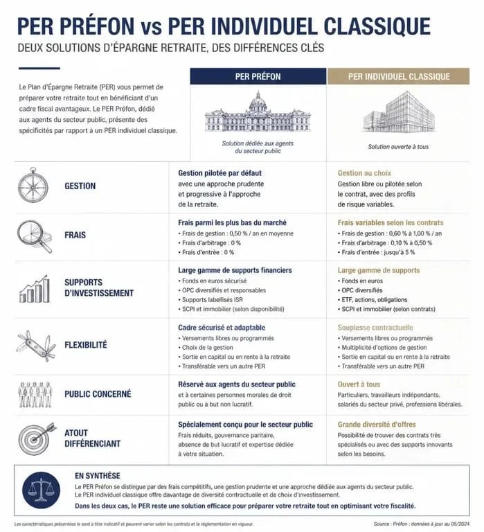 Comparatif PER Préfon vs PER individuel pour la retraite