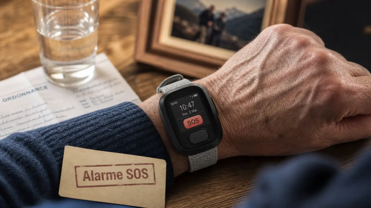 Montre alarme senior avec alerte SOS et GPS au poignet