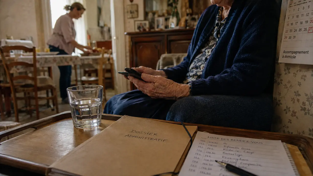 Accompagnement personne âgée avec aide à domicile et préparation de repas