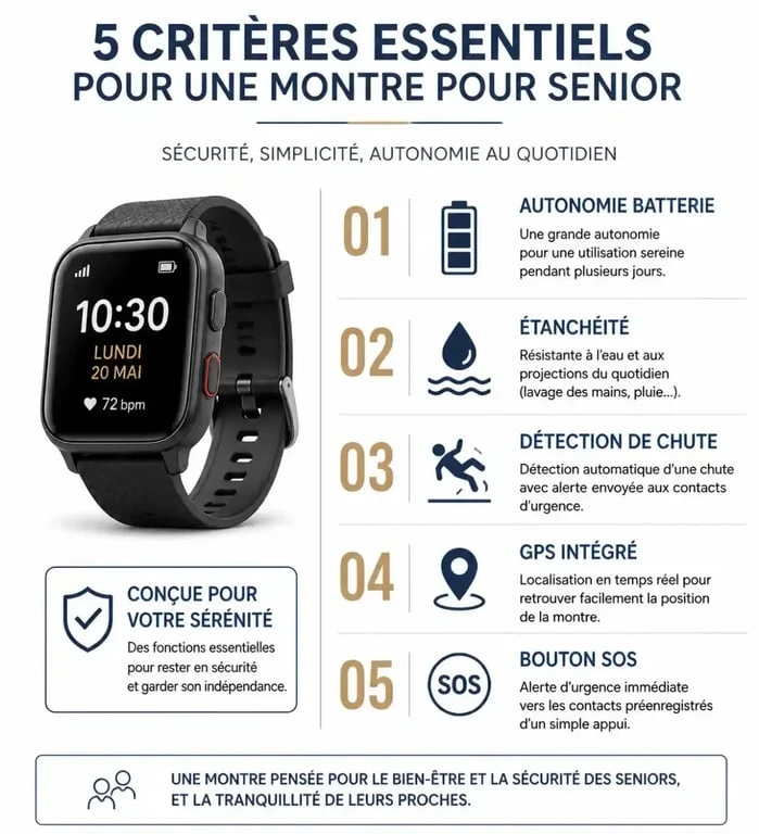 Les 5 critères techniques pour choisir une montre pour personne agée