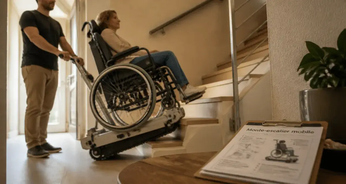 Monte escaliers mobiles sans installation en couloir, fauteuil sécurisé